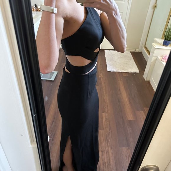 REVOLVE Nicholas black sleeveless cutouts cut outs formal dress gown - Picture 6 of 12